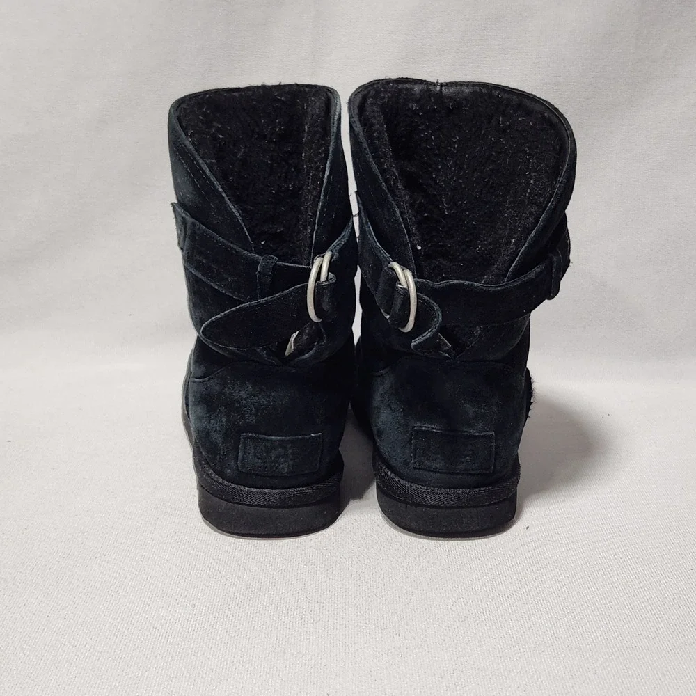 UGG Australia Remora Black Suede‎ Shearling Mid Calf Boots Womens 6